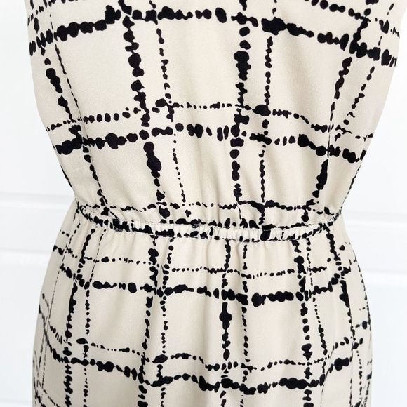Ann Taylor LOFT 0P Petite Unique Neckline Dalmatian Plaid Black Crème Contrast B - Picture 6 of 14